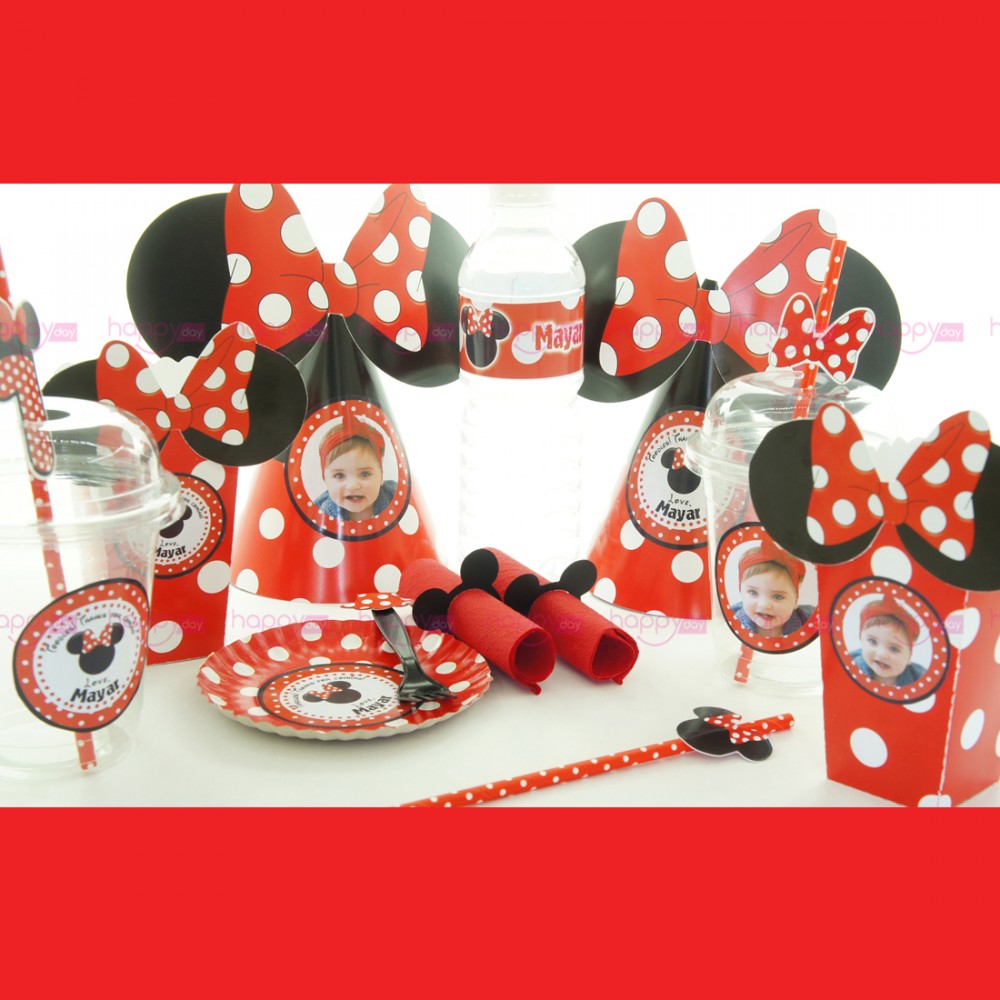 Decoration Anniversaire Minnie Rouge Personnalise 10 Personnes