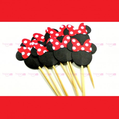 10 Cure-Dents Cupcakes Minnie Rouge